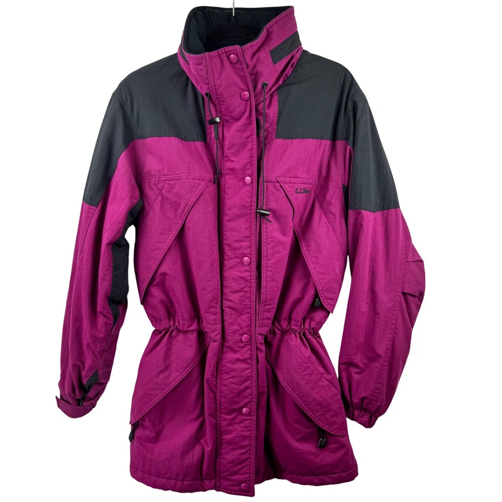 L.L. Bean Ski Jacket Womens Medium Magenta‎ Black Thinsulate Colorblock Vintage